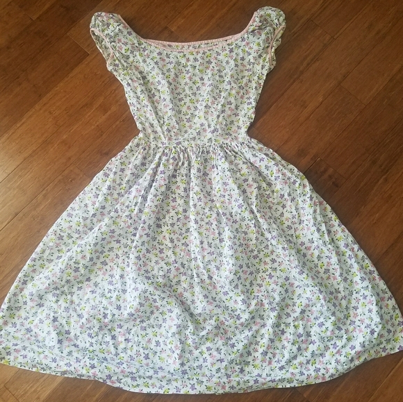 VTG Handmade Floral Poof Sleeve Dress XS S 4 - Picture 5 of 11